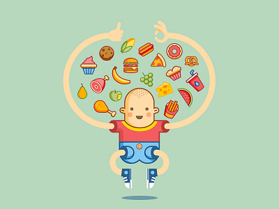 Foood fast food food icons illustration kid set