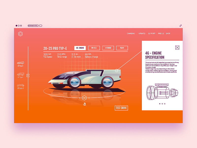 Prototype layout modern browser interface navigation site web ux prototype ui futuristic car