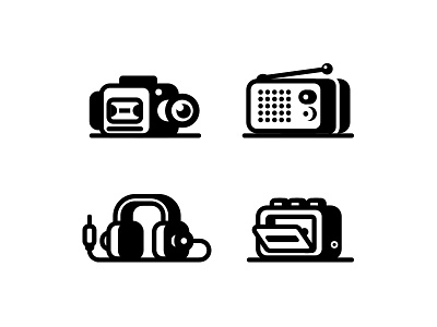 Audio Video audio camera cassette headphones icons illustration jack player radio vide