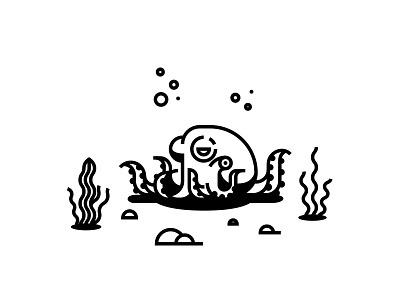 Octopus black icon illustration line ocean octopus simple white