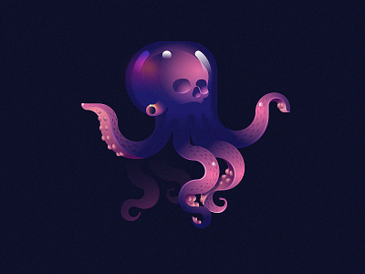 Skulltopus deep gradient illustration octopus reflection sea skull