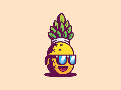 Pineapple Dude cool fruit funny glass icon illustration logo mark mascot pineapple
