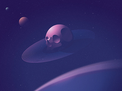syzygy gradients illustration nick kumbari planet scifi simple skull space syzygy