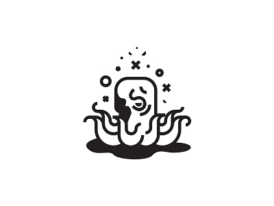 Skulltopus deep illustration octopus reflection sea skull sticker