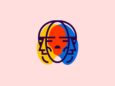Diplopia art colorful face illustration line negative space skull