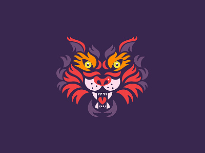Tiger animal cat illustration mark simple sun symbol tiger