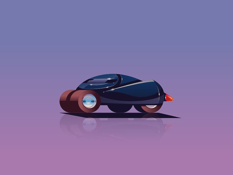 Futuristic 4x4 simple illustration cabin seats people man speed car