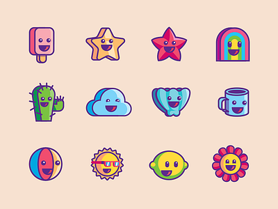 Happy Faces faces flowers fruits icons mood simple wix