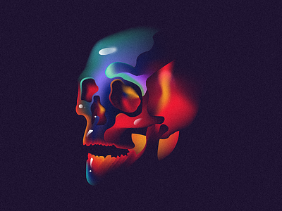 Shining colorfull gradient illustration skull tombs