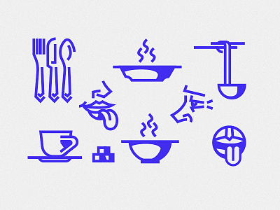Taste icons culinary cup food fork icon illustration kitchen knife layout line mark mouth nose simple spoon sugar symbol tools vector