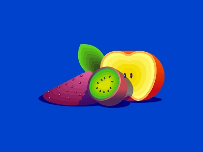 Fruit Drops2 apple chia fruits gradients illustration kiwi leaf