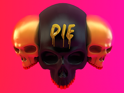 threesome 3d c4d lettering skull type