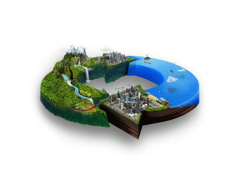 Recycle 3d cinema4d isometric map nature ocean world