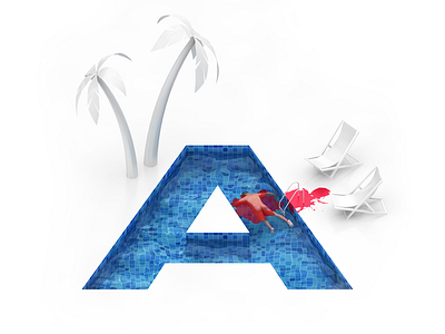 36daysofletter_A 3d blood c4d cinema4d minimalist pool render