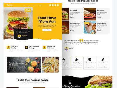 Custro - Fast Food & Restaurant Landing Page illustrator