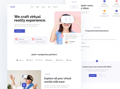 Virtual Reality Landing Page design ui ux