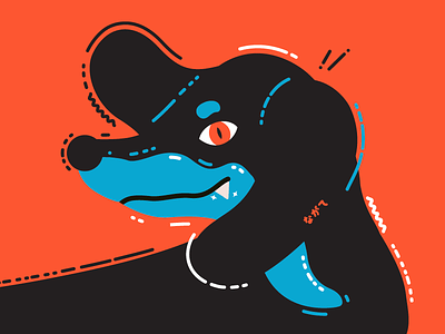 Naga #3 dachshund flat illustrator vector
