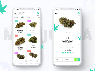 Online Medical Marijuana Delivery App Design | Etelligens graphic design ui