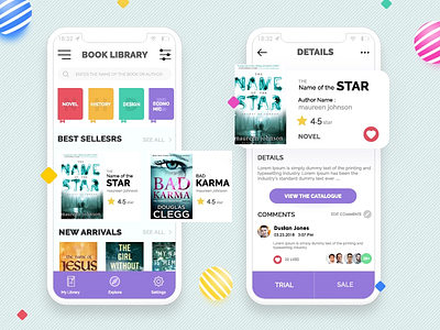 Book Library App Design | Etelligens graphic design ui