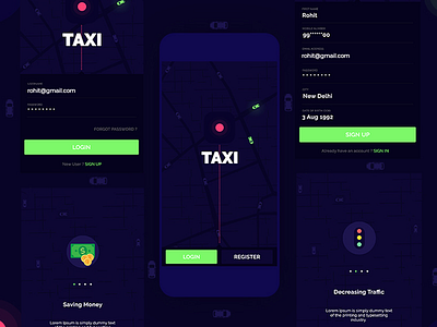 Taxi Login Signup Screen | Etelligens