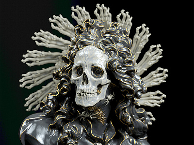 Gallean 3d c4d darkart design illustration nft render skull zbrush