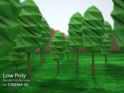 Low Poly render studio vray for CINEMA 4D 3d 4d cinema download low lowpoly poly psd render tree vray wood