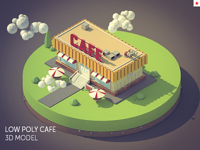 Low poly cafe 3d arch c4d cafe forest low model pack poly psd trees triumph