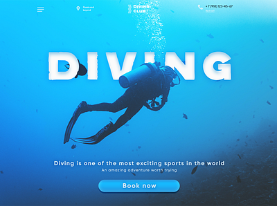 Diving: First Screen for Landing Page landing page photoshop web design