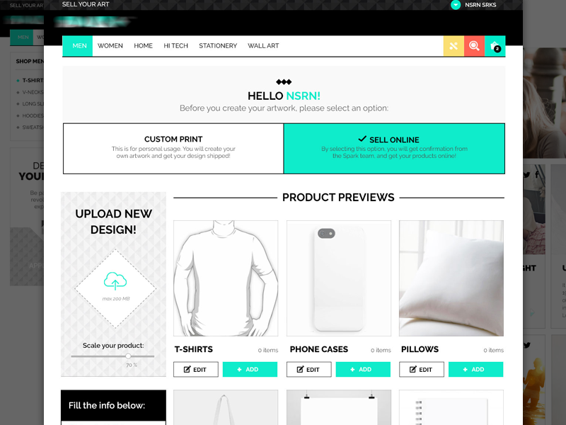 E-commerce Artwork Upload design website interface ux ui profile upload page artist user ecommerce