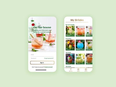 Cocktail recipe app app design