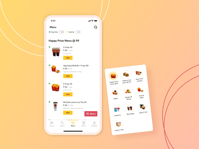 Menu Screen - Food Delivery App app design food delivery menu card menu design redesign redesign concept ui ux