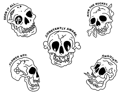 Skull Pack Illustrations adobe illustrator cartoon design drawing illustration illustrator lukeetho open minded procreate skeleton skulls