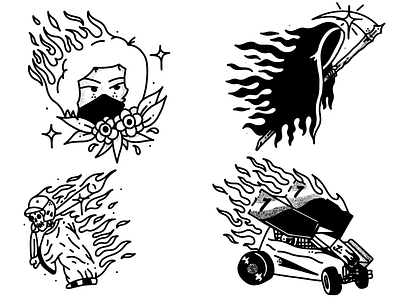 ANIMALS ON FIRE art artist baseball clean fire flames illustrations illustrator pinupgirl reaper sprintcar tattoo tattoodesign
