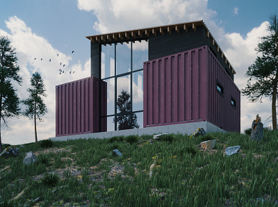 Container House archviz construction exterior exterior design home house industrial shipping container