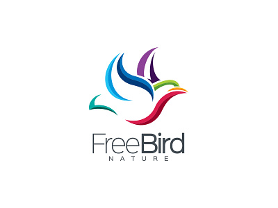 Free Bird Logo animal bird colorful elegance flight nature resort social media spa wealth management