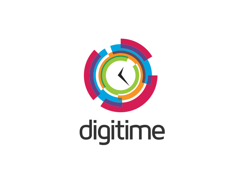 Digitime Logo timer technologies networking designer communication colorful abstract circular global multimedia deadline hour