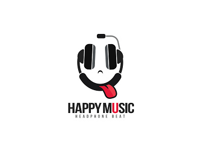 Happy Music Logo beat dj funny gaming happy headphone karaoke listening music smile tongue
