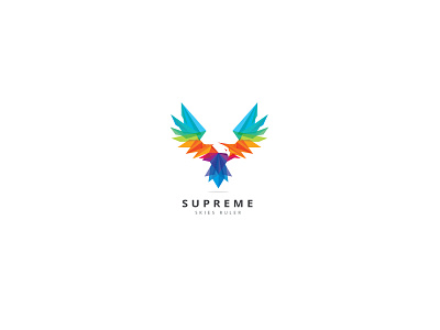 Supreme Eagle Logo colorful eagle freedom leader leadership majestic phoenix polygons protection strength supreme triangulation