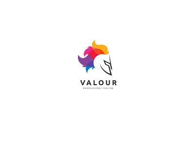 Valour Knight Logo bravery colorful gladiator helmet honnor knight leader leadership spartan strength valour warrior