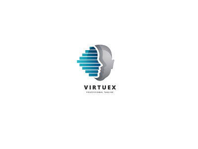 Virtuex Logo augmented reality creativity data digital face head human marketing motion silhouette technologies virtual