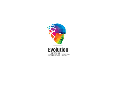 Evolution Logo augmented reality brainstorm colorful data digital human head pixel polygons synergy technologies virtual wireframe