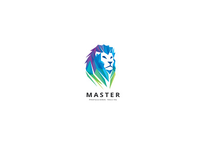 Master Lion Logo colorful creative dominance investment leadership lion majestic master polygon royalty strength triangulation