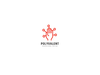 Polyvalent Logo creative development electronics engineer expert fingers hand network skill technologies versatility vision