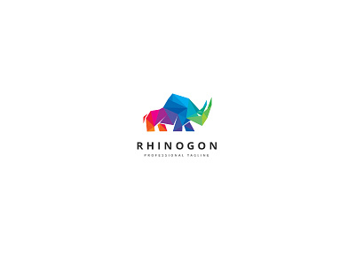 Polygon Rhino Logo animal colorful defense expertise polygon protection rhino rhinoceros strength studio technologies triangulation