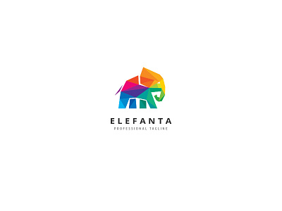 Polygon Elephant Logo colorful elephant expertise polygon software strength studio technologies triangulation wireframe wisdom