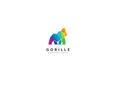 Polygons Gorilla Logo colorful creative endurance gorilla monkey polygon strength strong technologies virtual wildlife wise