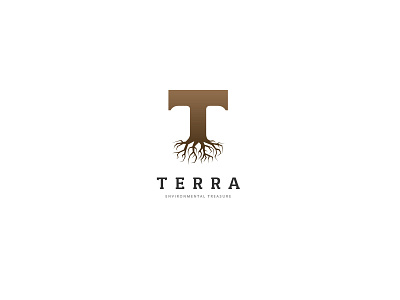 Terra Logo earth forest nature organic outdoor roots strength t letter t logo tree typography wood