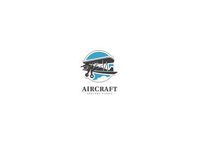Aircraft Logo air aircraft biplane cloud fast flight pilot plane sky tour travel traveller vintage wings