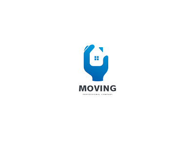 Moving Logo builder hand holding home house move movers moving moving company negative space neighbor real estate realtors renovation renovator residential strength