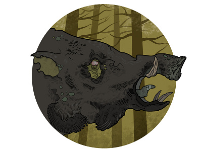Wild Pig forest horror illustration lowbrow wildpig